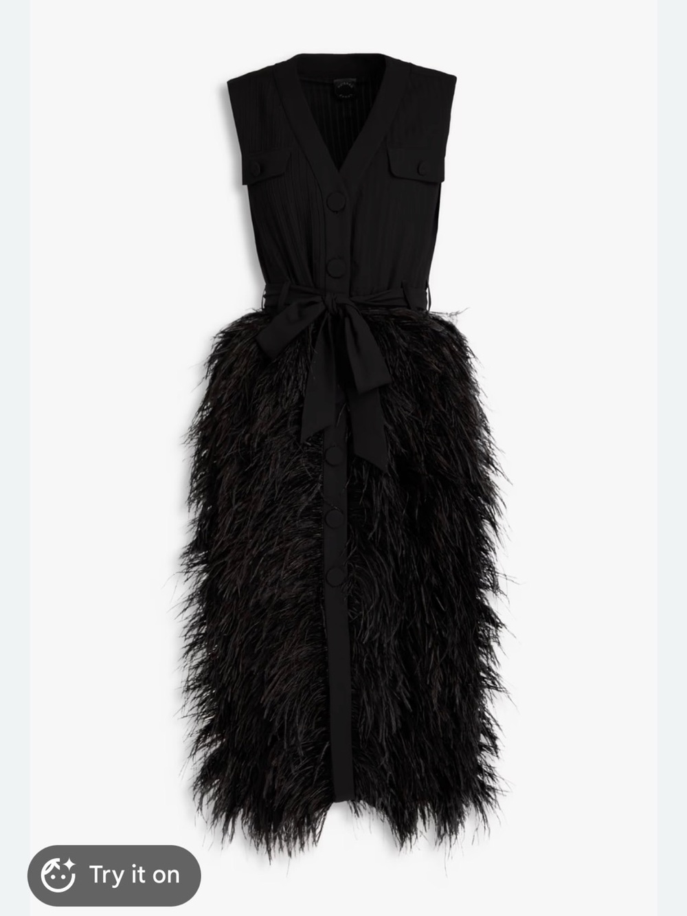 NWT $3215 HUISHAN ZHANG Elizabeth dress in black feather - Size 8